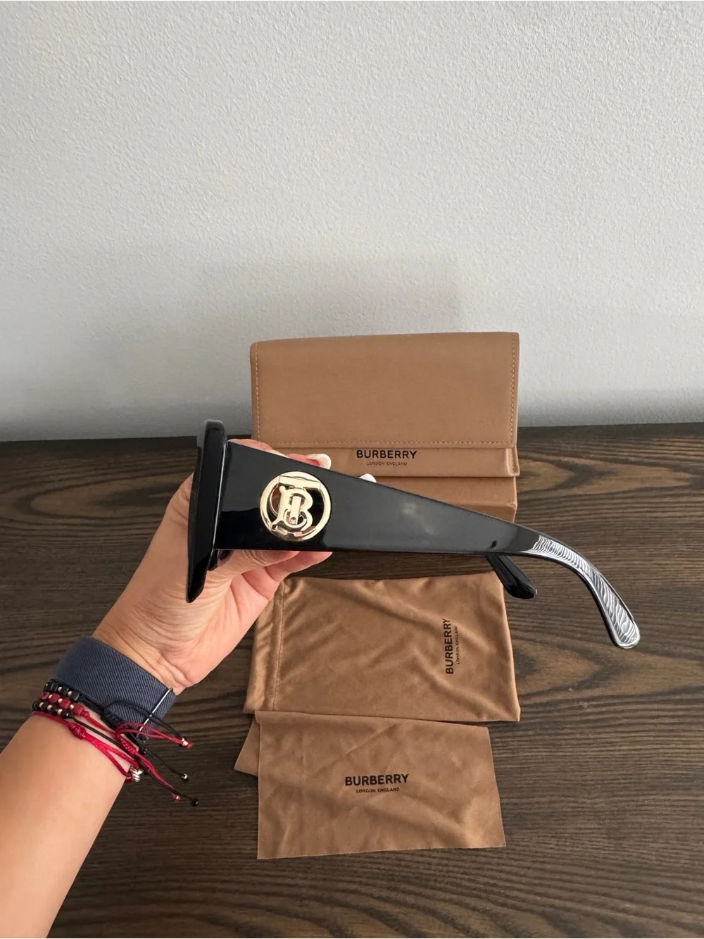 Burberry Black Oversized Square Sunglasses with Dark Lenses